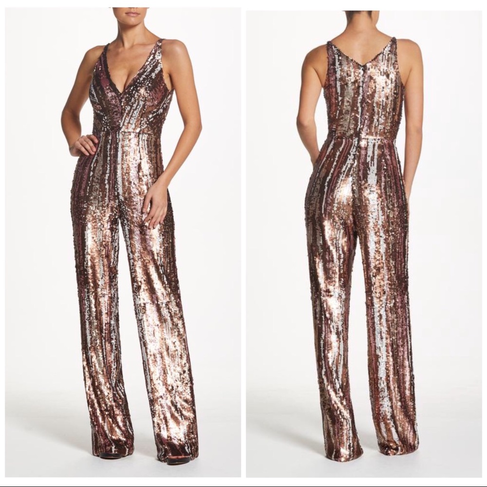 Dress The Population Brushstroke Sequin Jumpsuit